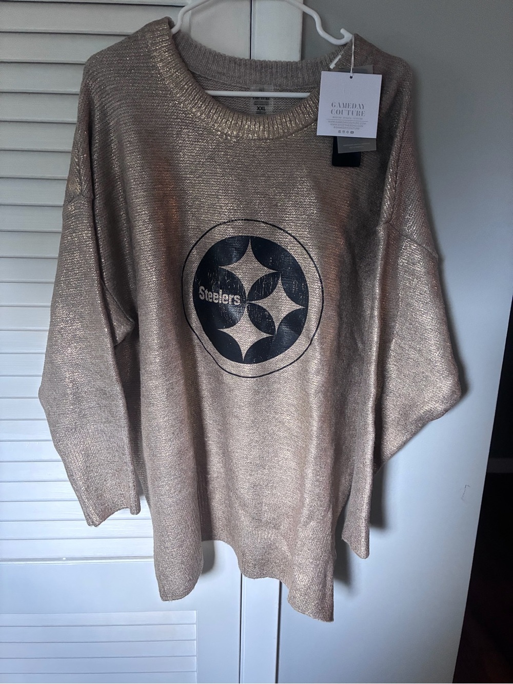 NWT Gameday Couture Pittsburgh Steelers “Shine Down” Oversized Metallic Sweater